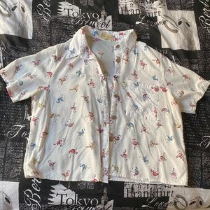 Flamingo Cropped Button Up